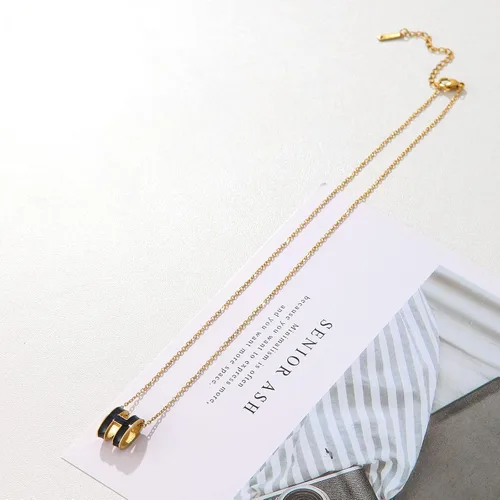 Vista 3 de Collar H para mujeres y niñas, chapado en oro de 18 quilates, diseño clásico de letra, lindo collar de moda, colgante, joyería de regalo para mujeres