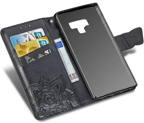 Vista 5 de GYHOYA Funda de piel tipo cartera compatible con Samsung Galaxy Note 9 para mujer, con función atril magnética y tarjetero para Samsung Galaxy Note