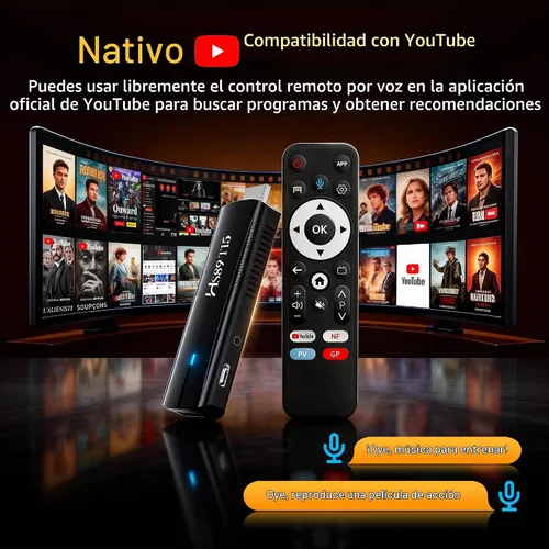 Vista 7 de 2026 Android 14.0 TV Stick, RK3539 de doble banda Wifi6 BT5.4 con control