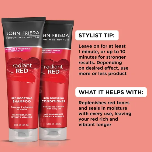 Vista 3 de John Frieda Radiant Red, Acondicionador para Elevar el Color Rojo, Hidrata y Realza los Tonos Rojos con Extracto de Granada y Vitamina E