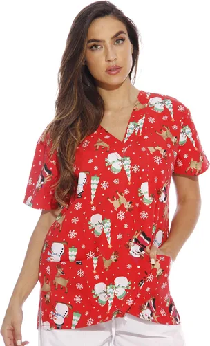 Vista 48 de Just Love - Tops de trabajo festivos para mujer Aqua - Luna y estrellas