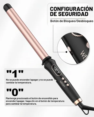 Vista 6 de Rizador de 1 pulgada, rizador profesional para cabello largo, sin abrazadera para un peinado rápido.