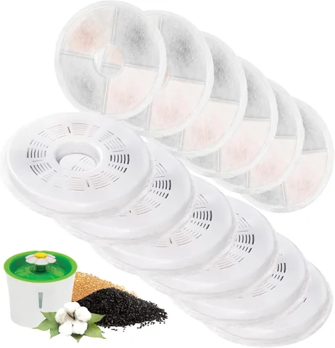 Vista 9 de Paquete de 6 filtros de repuesto para fuente de agua para gatos, para dispensador de agua de flores de 3 L, filtro automático para fuente