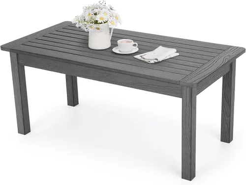 Vista 9 de Stoog Mesa auxiliar para exteriores, mesa auxiliar de madera de polietileno para todo tipo de clima, mesa auxiliar rectangular para patio trasero