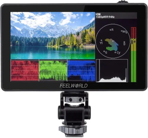 Vista 8 de FEELWORLD 1600Nit 4k Ultra Brillante Cámara Video Monitor 5.5 Pulgadas HDMI Pantalla Táctil DSLR Monitor de Campo 1920x1200 IPS F970 Kit