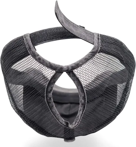 Vista 7 de Gorra de béisbol para cola de caballo para mujer, ajustable, vintage, estilo camionero, mezclilla lavada