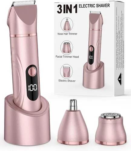 Vista 9 de Bikini Trimmer for Women, Nose Hair Trimmer, Painless Electric Razor, Smooth Facial Hair Remover, Body Hair Trimmer for Legs and Armpit