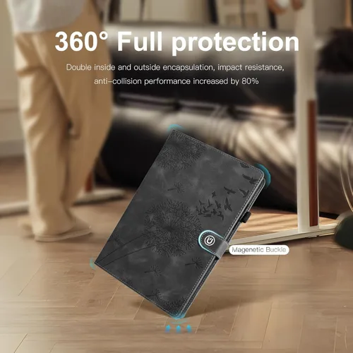 Vista 3 de Funda para tablet iPad Air de 11 pulgadas, diseño de diente de león con soporte para lápiz Apple, cierre magnético y recortes precisos, compatible