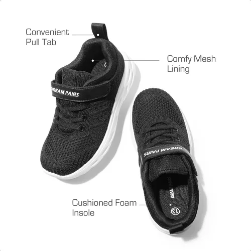 Vista 5 de DREAM PAIRS Zapatos deportivos para niños y niñas, tenis EZ-Ons GoGetters para correr, atléticos, para niños pequeños y grandes