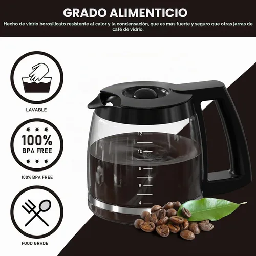 Vista 4 de Repuesto de cafetera de 12 tazas compatible con los modelos Cuisinart SS-12, SS-15, SS-16, DCC-1100BK, DCC-1200, DCC-2650, CHW-12P1, DGB-400