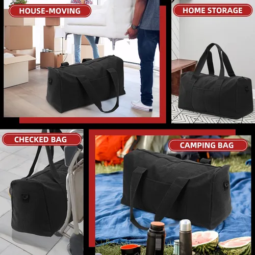 Vista 6 de Bolsa de lona grande utilitaria, Negro claro, Bolsa de equipaje duradera