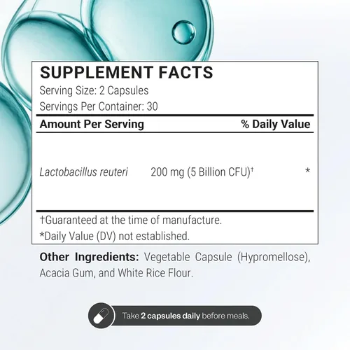 Vista 3 de Supersmart - Lactobacillus Reuteri 5 Billion CFU per Day - Probiotic Supplement Non-GMO & Gluten Free - 60 DR Capsules 5 billion UFC per day