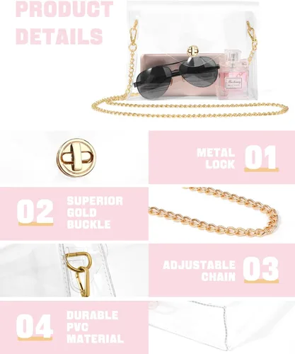Vista 5 de EIMMBD Clear Purse for Women - Clear Purse Stadium Approved, Clear Crossbody Bag for Sports Stadium Concert Party Beach