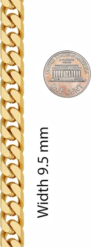 Vista 8 de LIFETIME JEWELRY Miami - Cadena de eslabones cubanos de corte cuadrado, chapado en oro de 24 quilates (0.197 in y 0.374 in)