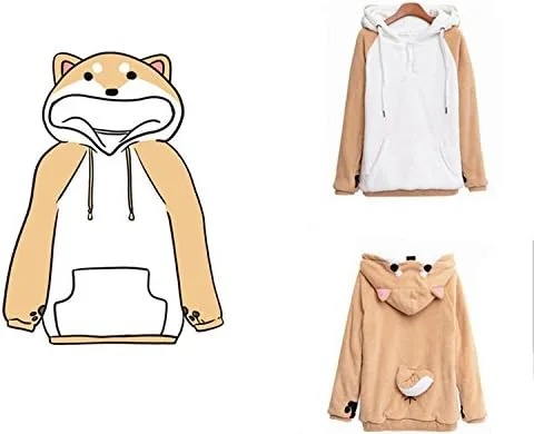 Vista 2 de Coriresha - Sudadera con capucha para niños estilo perro con orejas de perro en 3D y cola de perro manga larga