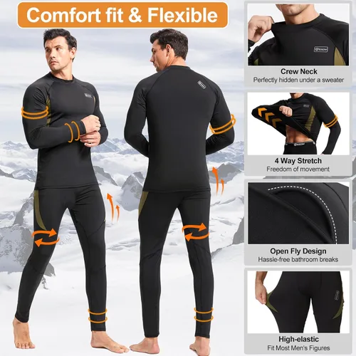 Vista 3 de romision Thermal Underwear for Men Long Johns Fleece Lined Hunting Gear Bottom Top Set Base Layer for Cold Weather XS-4XL