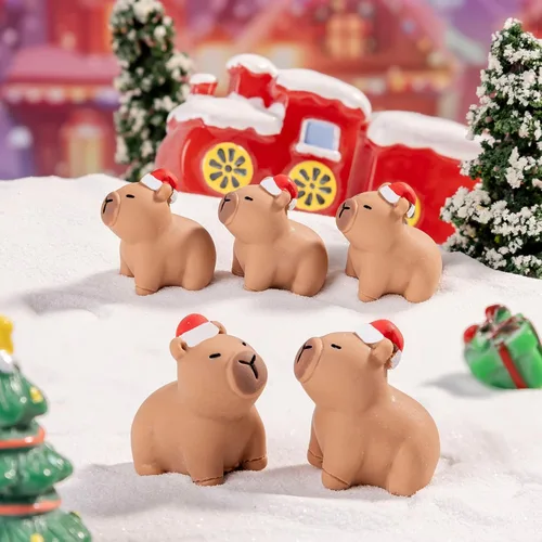 Vista 7 de 60 figuras de Capybara de Navidad, mini animales de resina para decoración de Navidad, aldea de Santa, rellenos de cajas de regalo, recuerdos