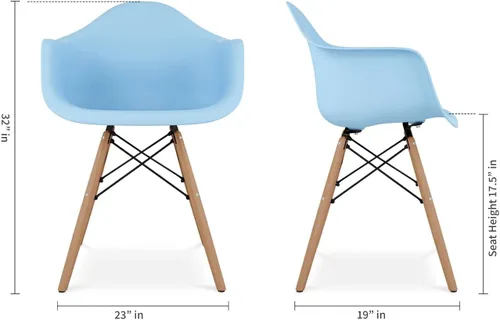 Vista 2 de Sillones piramidales de plástico y madera de haya de 17.5" en azul (juego de 2)