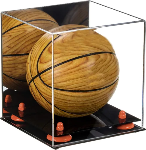 Vista 114 de Better Display Cases Mini acrílico - Miniatura (no tamaño completo) Baloncesto vitrina con elevadores negros y espejo (A015-BR)