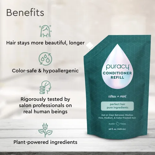 Vista 2 de Puracy Acondicionador, los mejores días para cabello fino, medio y tratado con color, cabello perfecto de ingredientes puros, el cabello se mantiene