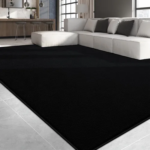 Vista 2 de Alfombras grandes para sala de estar, dormitorio, alfombra negra de 4 x 6 pies, alfombra shag minimalista moderna, alfombra suave, gruesa y cómoda