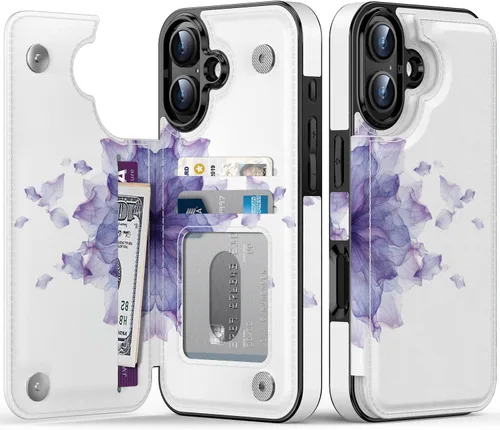 Vista 371 de LETO para iPhone 15 Pro Funda tipo cartera - Tapa tipo folio con patada - Diseños de moda - Tarjetero - Funda protectora para mujeres y niñas - 6.1