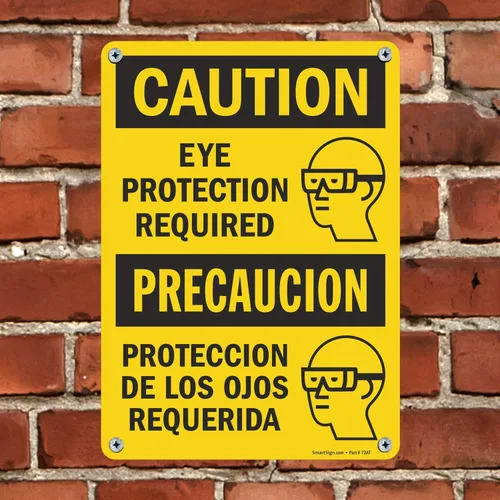 Vista 3 de SmartSign Letrero bilingüe "Precaución - Se requiere protección ocular" Aluminio de 10 x 14 pulgadas