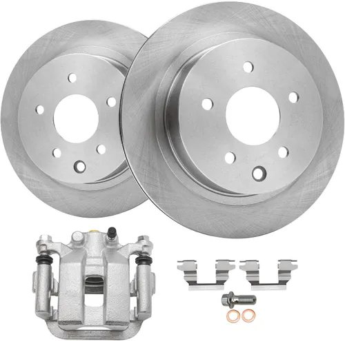 Vista 9 de Detroit Axle - Juego de rotores de freno de disco trasero + Sustitución de calibrador de freno de disco trasero izquierdo para Acura TL Honda