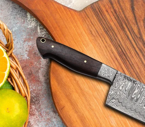 Vista 8 de Cuchillo de chef de cocina de Damasco - Cuchilla afilada - Cuchillos profesionales de espiga completa Cuchillo de carnicero - Cuchillo de barbacoa