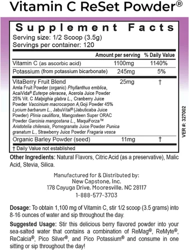 Vista 2 de RnA ReSet Vitamin C Reset - Polvo de bebida con sabor a bayas 14.81oz