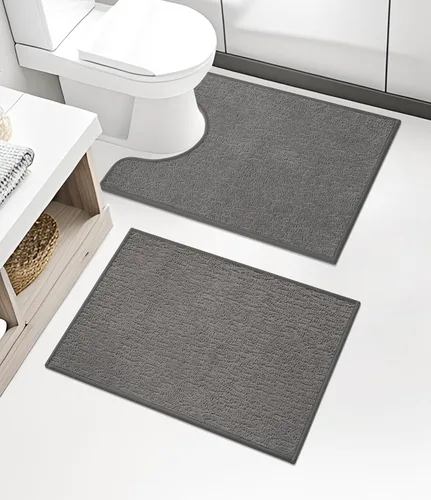 Vista 39 de Chakme Juego de 2 alfombras de baño ultrafinas, absorbentes, antideslizantes, lavables a máquina, color negro, 17 x 24 pulgadas / 17 x 30 pulgadas