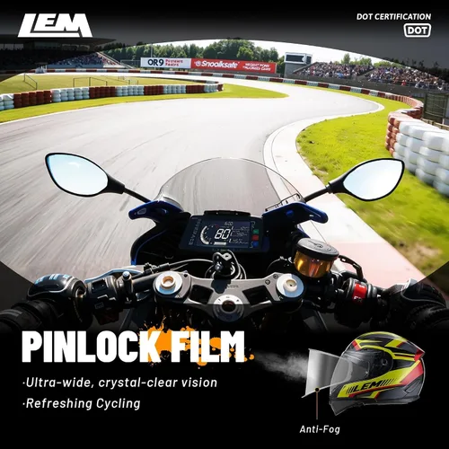 Vista 6 de LEM Cascos de motocicleta de cara completa, cascos para hombres, con certificado DOT, PINLOCK y DVS de doble visión, casco de motocicleta de calle