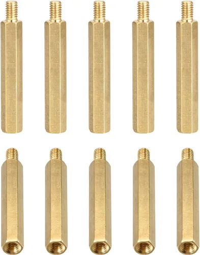 Vista 11 de DTGN M3x4x4mm (DxHLxML) - Separador hexagonal de latón -10Pack- Bueno para máquina electrónica - Tuercas de tornillo espaciadoras macho a hembra