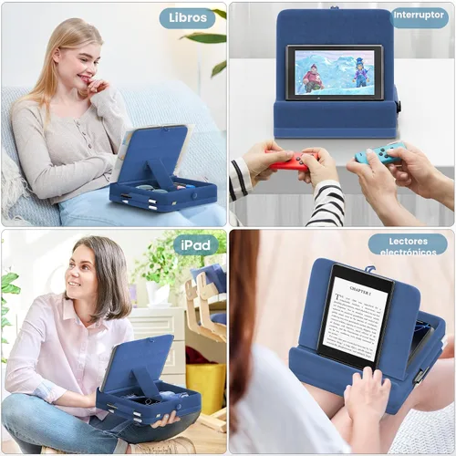 Vista 7 de KDD - Soporte de almohada para tableta con almacenamiento, soporte plegable para iPad para regazo, escritorio y cama, base de almohadilla suave