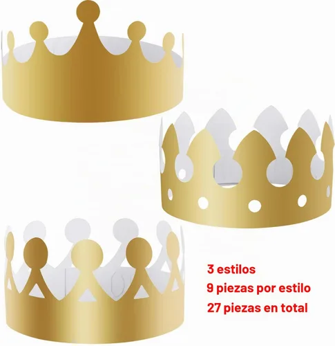 Vista 2 de SIQUK 27 piezas de papel dorado corona partido oro coronas sombreros rey