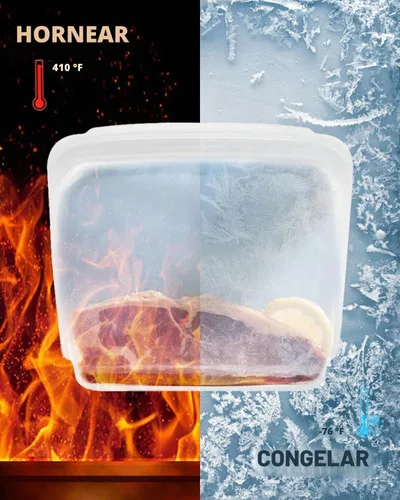 Vista 6 de Paquete de 6 bolsas de almacenamiento de alimentos de silicona