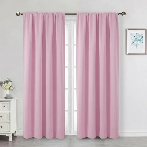 Vista 228 de Cortinas opacas para dormitorio, sala de estar, juego de 2 paneles de 54 pulgadas de largo, cortinas de oscurecimiento de habitación con aislamiento