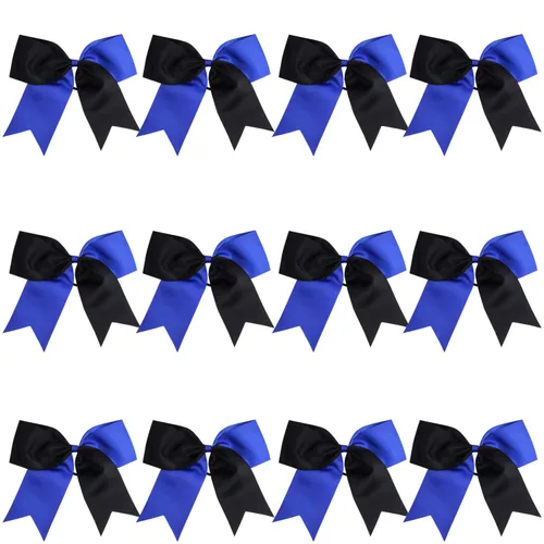 Vista 45 de Lazos de animadora jumbo de 8 pulgadas con diamantes de imitación brillantes para cola de caballo, lazos de porrista, 6 unidades, color negro