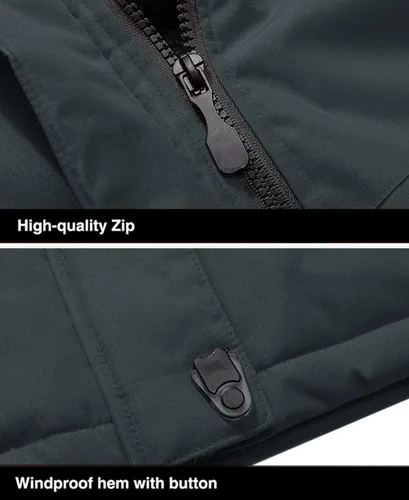 Vista 7 de MAGCOMSEN - Chaqueta de invierno para hombre, impermeable, abrigada, con forro polar y múltiples bolsillos