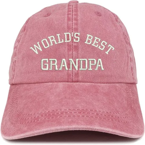 Vista 4 de World 's Best Grandpa bordado Pigmento teñido de perfil bajo algodón Cap Negro