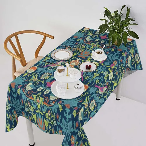 Vista 307 de Mantel Floral Retro de Pájaros, Diseño Original Bohemio William Morris Estampado Cubierta de Mesa para Hogar Picnic Fiesta Comedor Cocina William