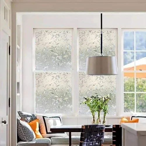 Vista 2 de LEMON CLOUD - Película decorativa de privacidad para ventana, adhesivo 3D antirrayos UV, bloquea el sol y controla el calor, para el hogar