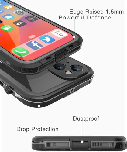 Vista 4 de Funda magnética para iPhone 14 impermeable, [lente y protector de pantalla integrados] [a prueba de golpes] [a prueba de caídas] [a prueba de polvo]