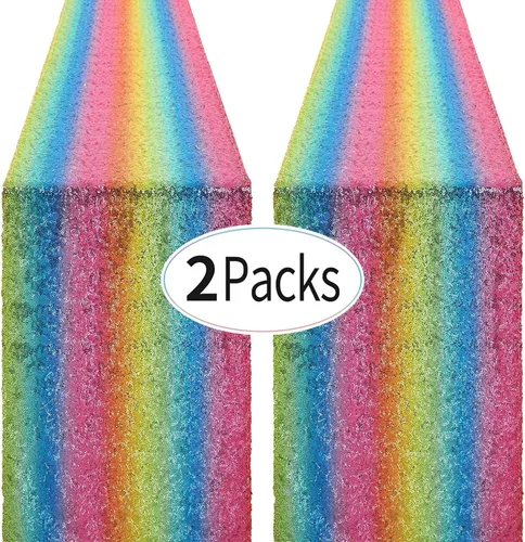 Vista 26 de Pufogu - Camino de mesa de lentejuelas brillantes de 12 x 72 pulgadas para fiestas de cumpleaños, decoración de bodas, despedidas de soltera