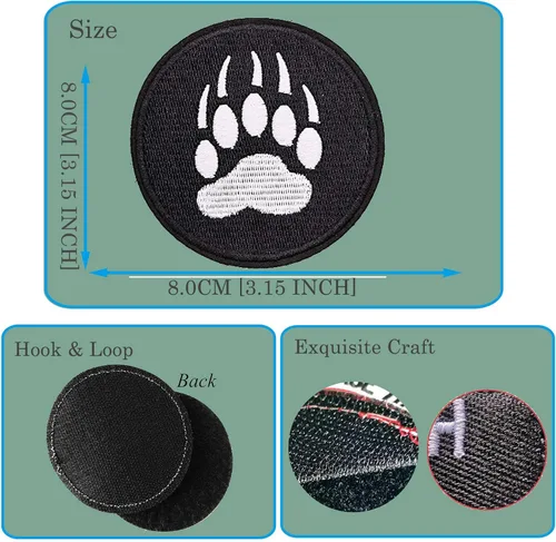 Vista 2 de Parche de pata de oso negro de 3 pulgadas – Gancho de garra de oso bordado con lazo táctico para chaleco, sombrero, bolsos, chaquetas, ropa, mochila