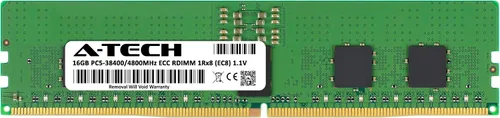 Vista 2 de A-Tech 16GB DDR5 4800MHz PC5-38400 ECC RDIMM 1Rx8 (EC8 10x4) Rango único 1.1V ECC Registrado DIMM 288-Pin Módulo de actualización de memoria RAM