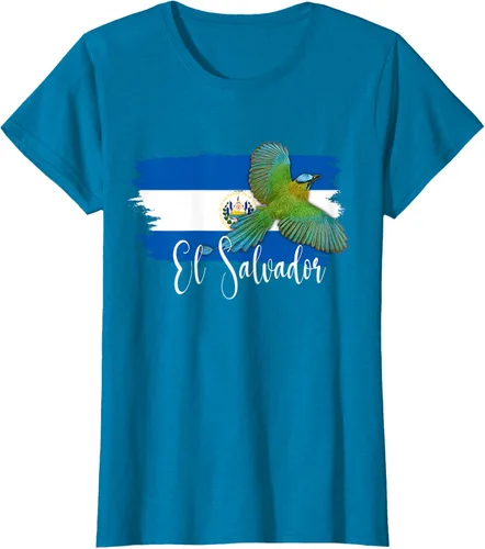 Vista 85 de Camiseta con la bandera de El Salvador, mapa de El Salvador, camiseta de Salvador para mujer, Negro