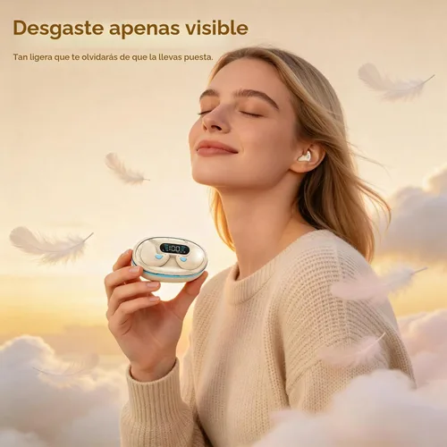Vista 5 de Auriculares invisibles Bluetooth para dormir inalámbricos pequeños con cancelación de ruido, auriculares planos para dormir de lado, impermeables