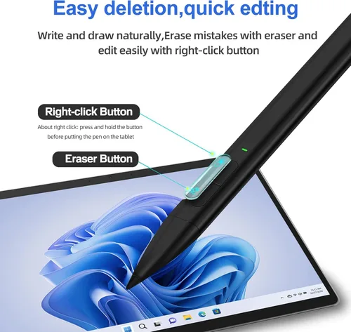 Vista 3 de Lápiz capacitivo para Microsoft Surface, JvKzaen Lápiz delgado para Surface con 4096 niveles de presión, batería de larga duración de 66H, carga