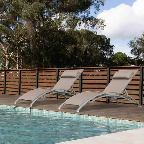 Vista 15 de domi outdoor living Domi - Juego de 2 sillas de salón de aluminio para exteriores con 5 posiciones ajustables, tumbona al aire libre para piscina